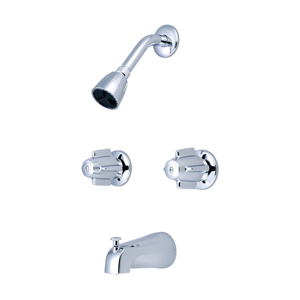 Two Handle Tub and Shower Set, Polished Chrome, Wall